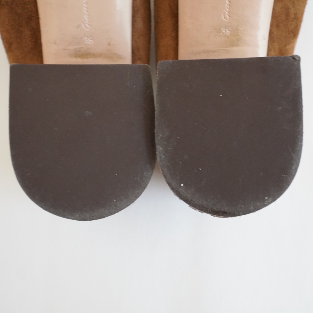 Gianvito Rossi Suede Block Heel Mules Womens 39 Brown Italy Classic Designer - Picture 9 of 12